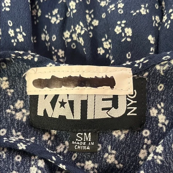 Katie J NYC girls Iris Ditsy Dress Navy Floral Spaghetti-Strap small (7/8) - Picture 3 of 5